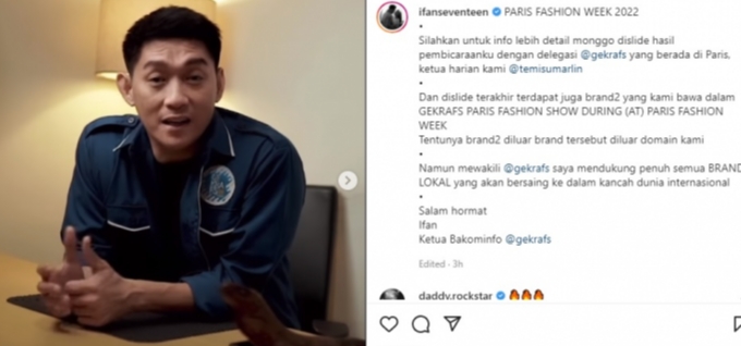 Gekrafs Melalui Ifan Seventeen Angkat Suara Terkait Polemik Paris Fashion Week dan Brand-brand Lokal