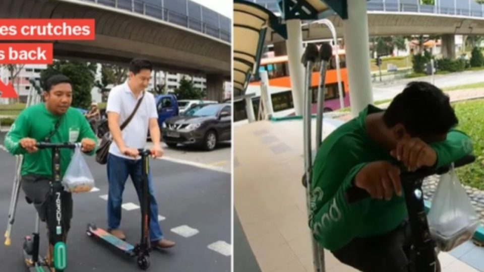 Kisah Partner GrabFood Berkaki Satu, Mendorong Skuter Dengan Satu Kaki Demi Menyambung Hidup