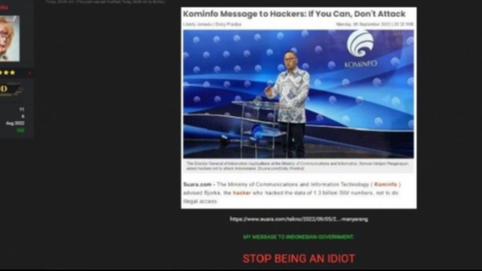 Diminta Kemkominfo Untuk Tidak Mencuri Data Rakyat Indonesia, Hacker Bjorka: 'Stop Being an Idiot'