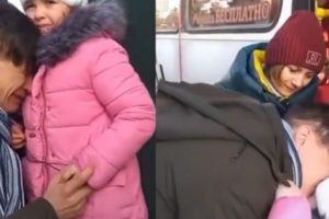 Tetes Air Mata Pria Ukraina Saat Berpisah dengan Anak Istri yang Akan Mengungsi Viral di Media Sosial
