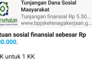 Pesan Berisi Tautan Bantuan BPJS Kesehatan Rp 5,5 Juta Adalah Hoaks