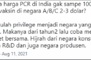 Netizen Ramai Bahas Harga PCR di India yang Jauh Lebih Murah Dibanding Indonesia, Ini Jawaban Kemenkes